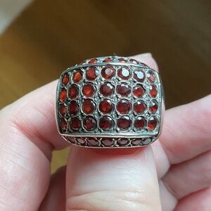 NWOT Sterling Silver 925 Garnet Wide Ring Size US 7.5